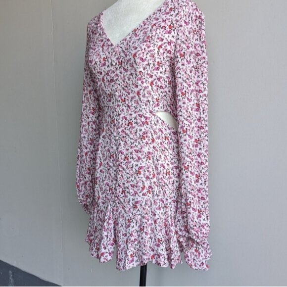 AFRM x Revolve floral long sleeve mini dress with side cutouts - Picture 4 of 12